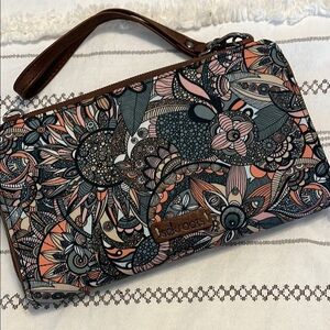 Sakroots Black and Gray Clutch with Intricate Design